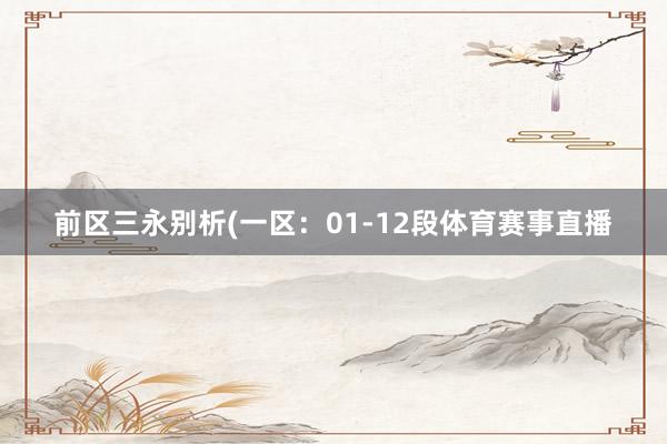 前区三永别析(一区：01-12段体育赛事直播
