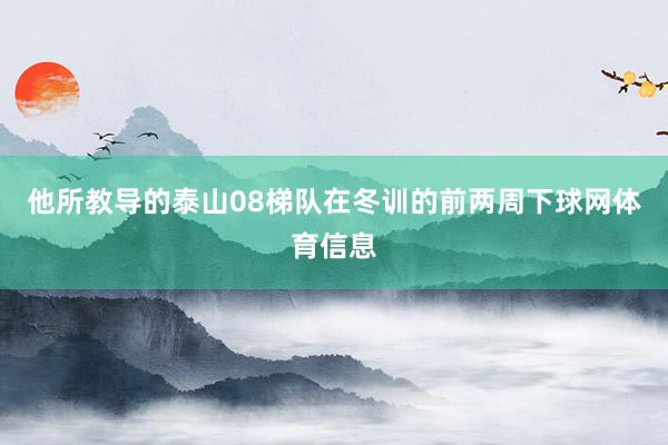 他所教导的泰山08梯队在冬训的前两周下球网体育信息